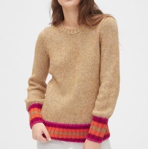 STRIPPED  CUFF CREWNECK SWEATER